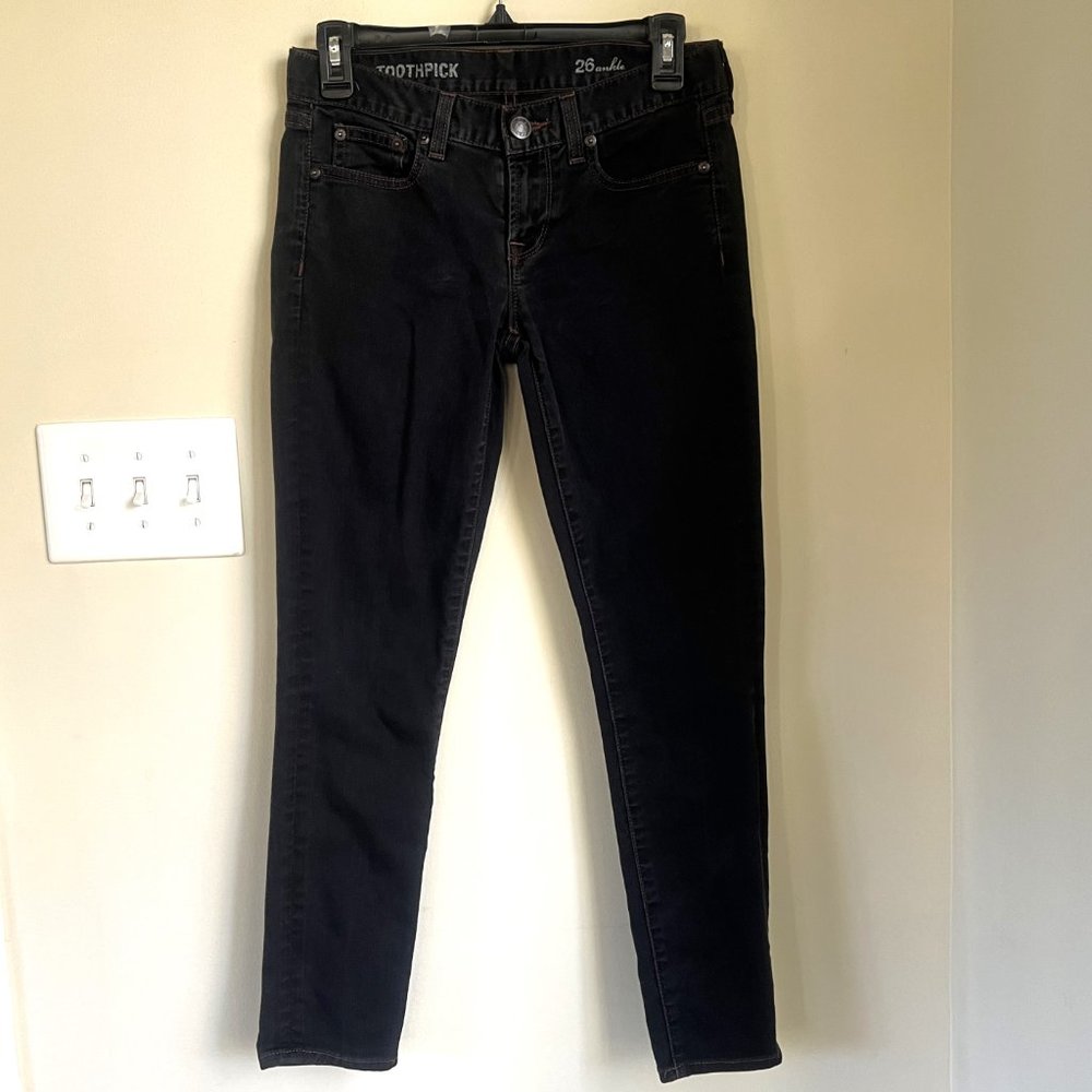 J. Crew Ankle Toothpick Jeans, Dark Indigo, Size 26 - Picture 2 of 8